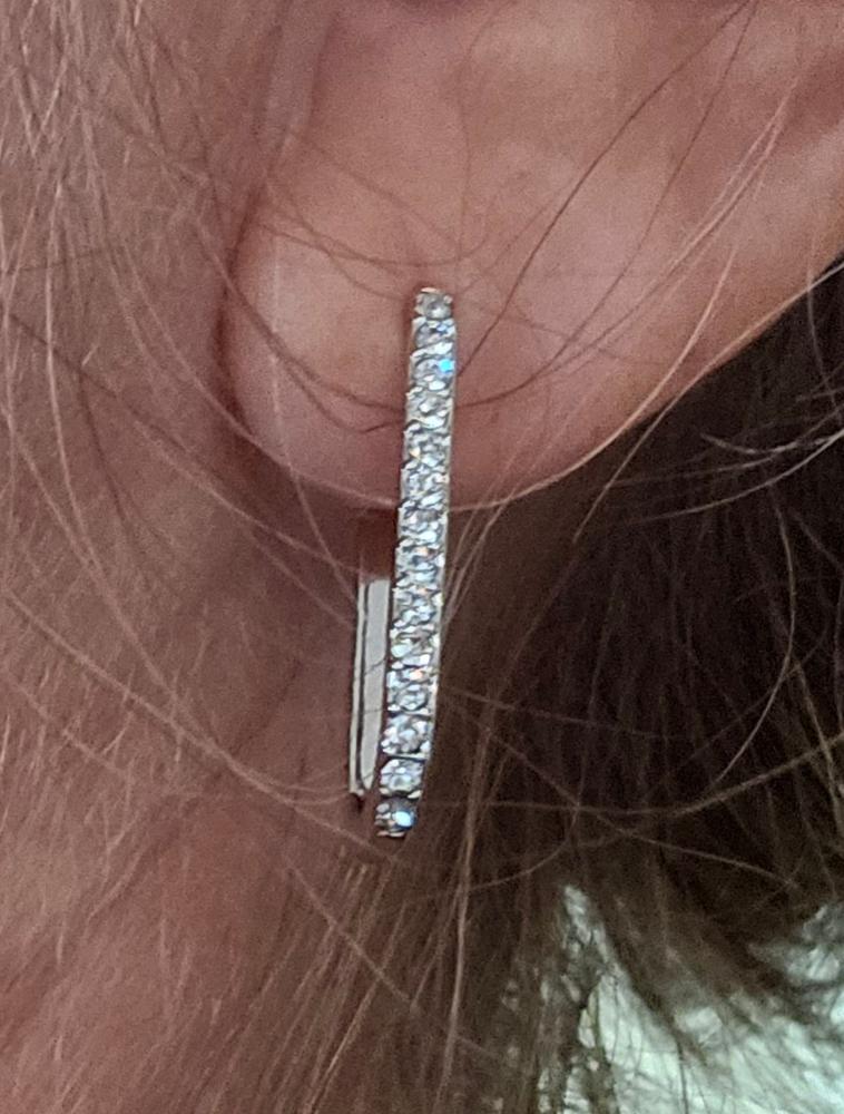 Nadia 18k White Gold Plated Crystal Hoop Earrings - Customer Photo From Cathy B.