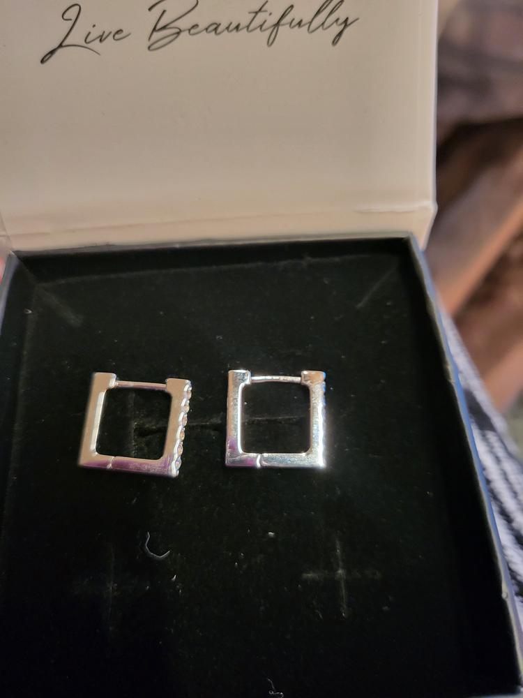 Sydney 18k White Gold Plated Crystal Hoop Earrings - Customer Photo From Theresa