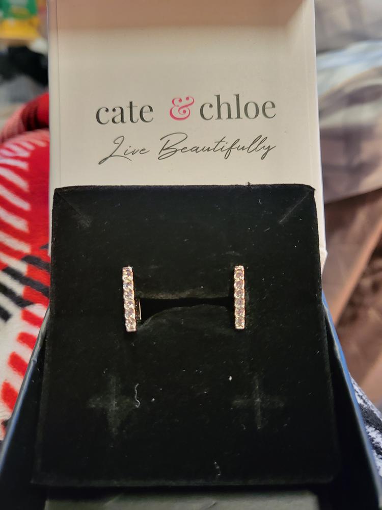Sydney 18k White Gold Plated Crystal Hoop Earrings - Customer Photo From Theresa