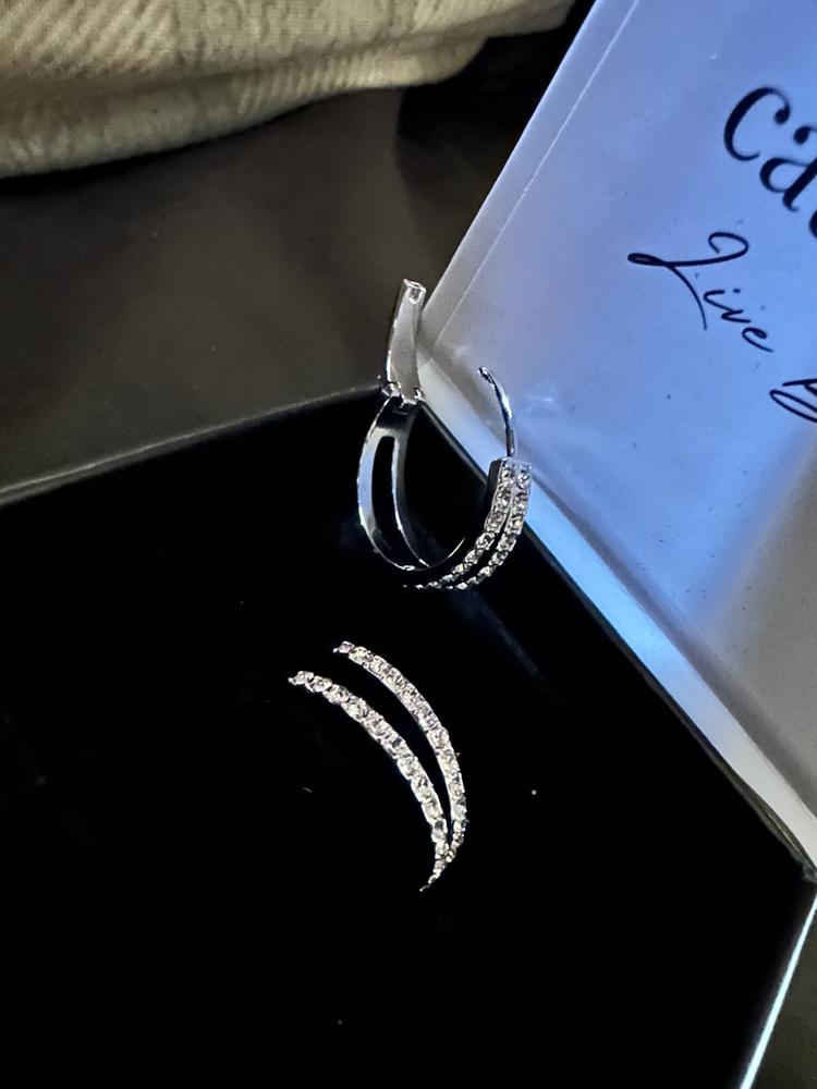 Helen 18k White Gold Plated Crystal Hoop Earrings - Customer Photo From Kathy h.