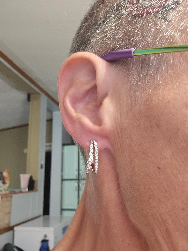 Helen 18k White Gold Plated Crystal Hoop Earrings - Customer Photo From Jan S.