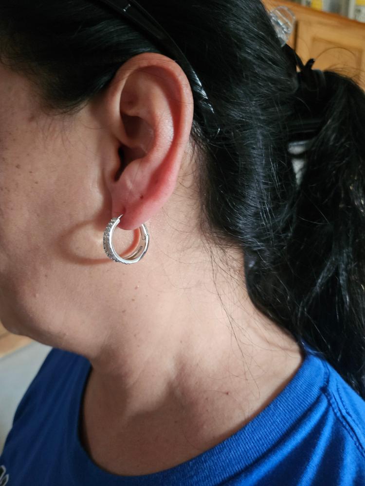 Helen 18k White Gold Plated Crystal Hoop Earrings - Customer Photo From mike