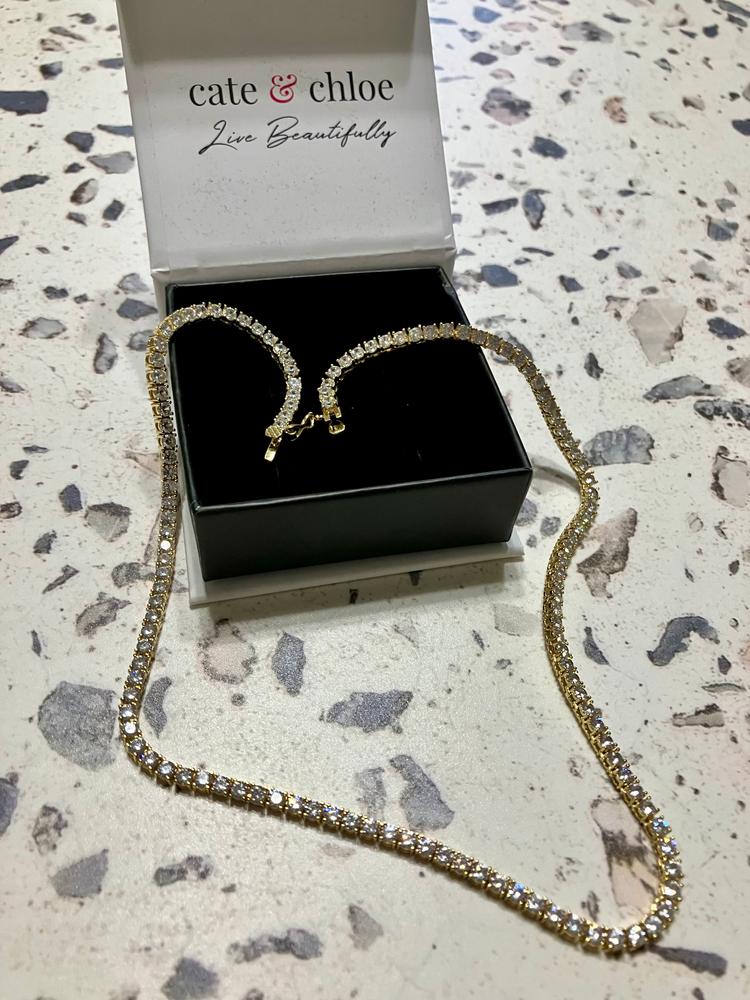 Kaylee 18k White Gold Plated Necklace with Cubic Zirconia Crystals - Customer Photo From Pamela J.