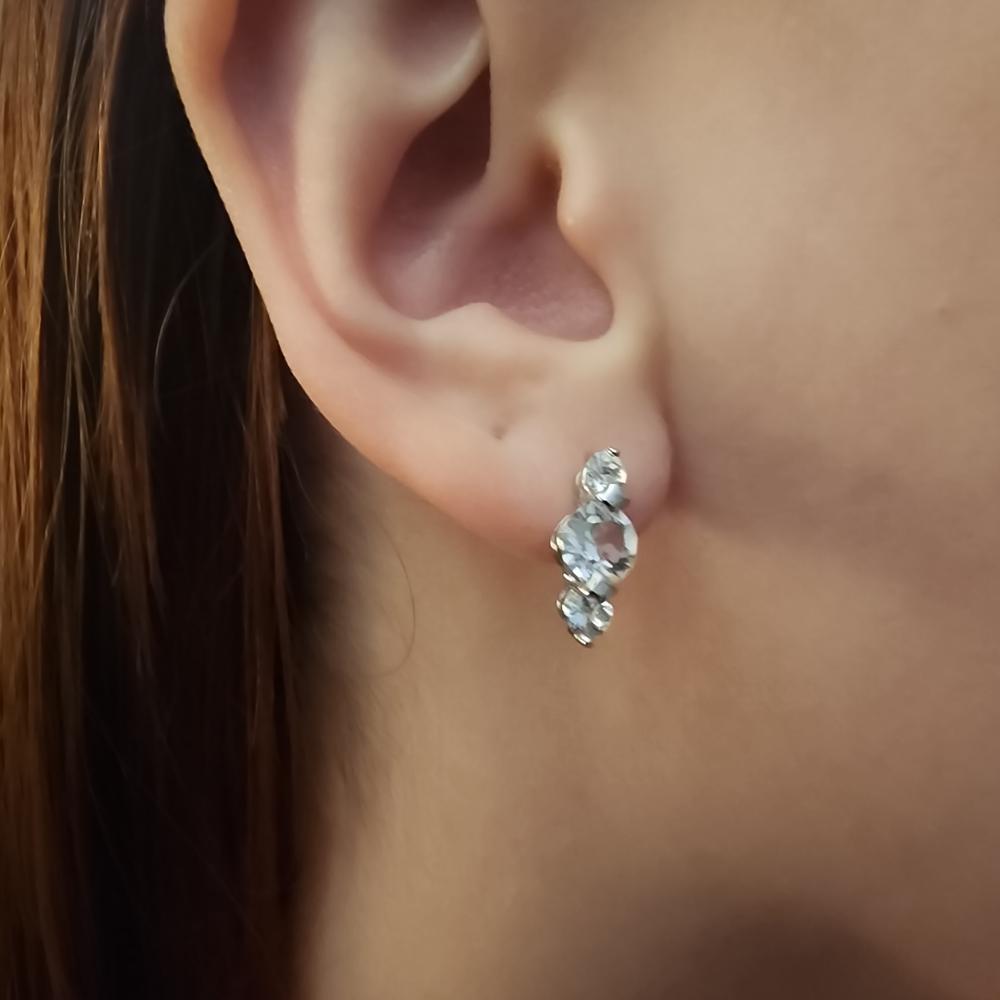 Ellie "Light" 18k White Gold Plated Stud Drop Earrings with Swarovski Crystals - Customer Photo From ADow