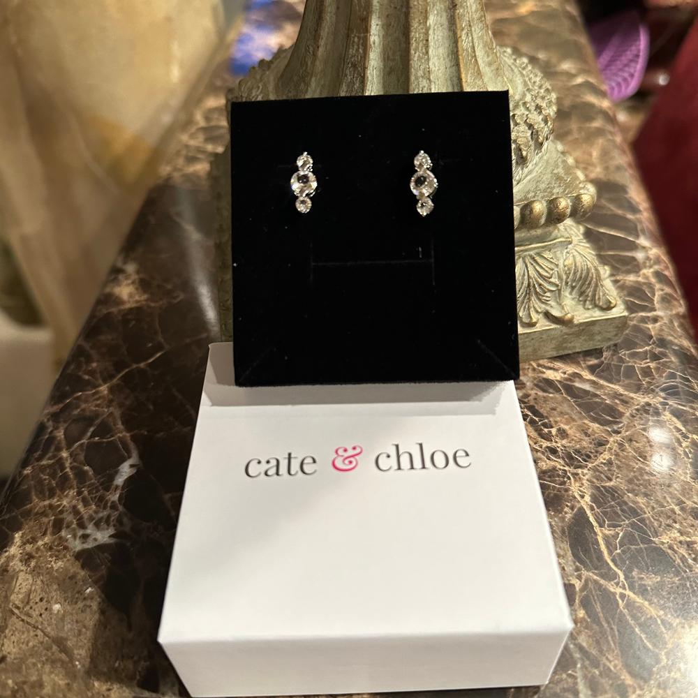 Ellie "Light" 18k White Gold Plated Stud Drop Earrings with Swarovski Crystals - Customer Photo From Milan