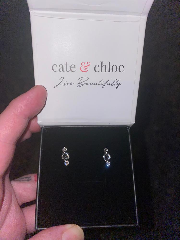 Ellie "Light" 18k White Gold Plated Stud Drop Earrings with Swarovski Crystals - Customer Photo From Mandynv