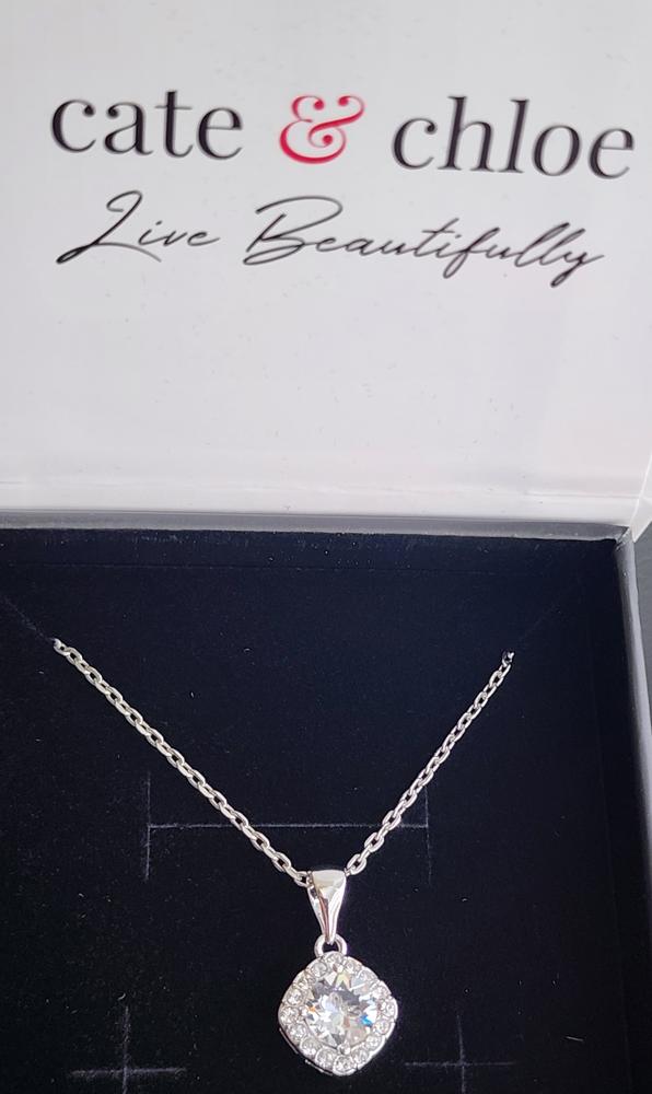 Celeste 18k White Gold Plated Pendant Necklace with Crystals - Customer Photo From NanaOf3