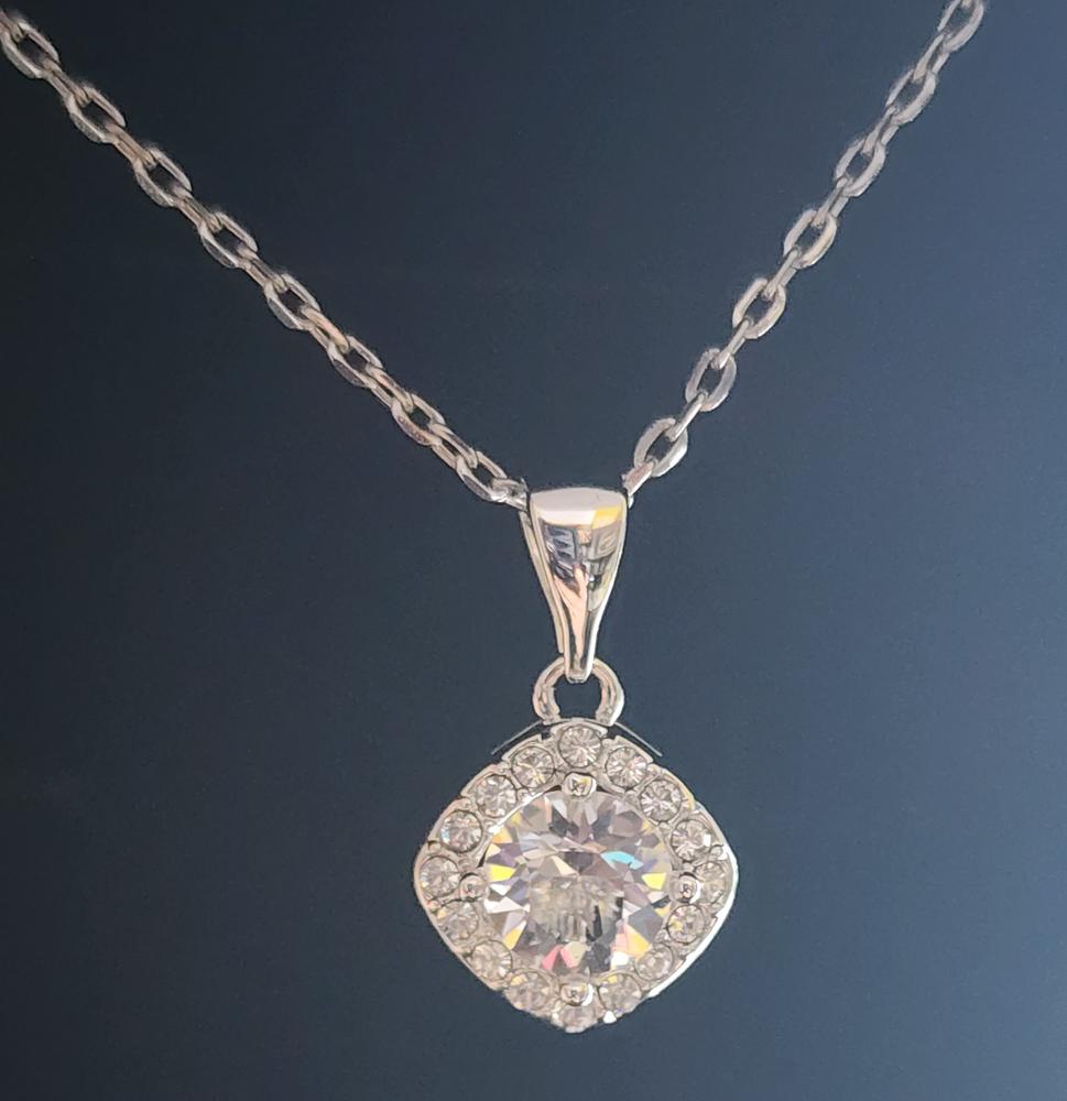 Celeste 18k White Gold Plated Pendant Necklace with Crystals - Customer Photo From NanaOf3