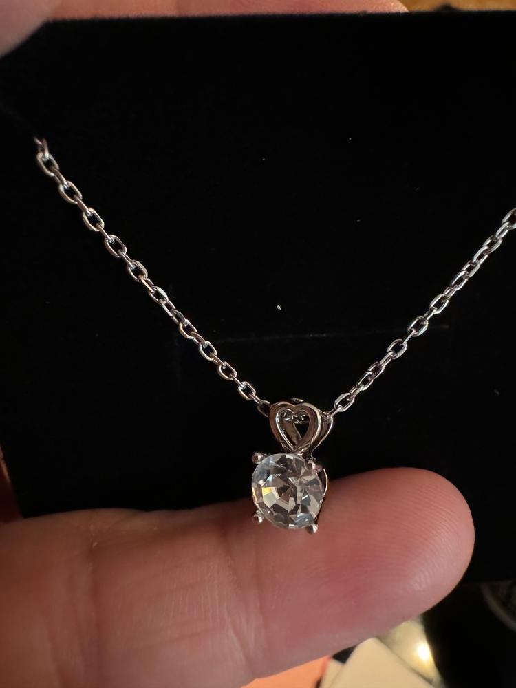 Marian "Passion" 18k White Gold Plated Swarovski Pendant Necklace - Customer Photo From Hollis