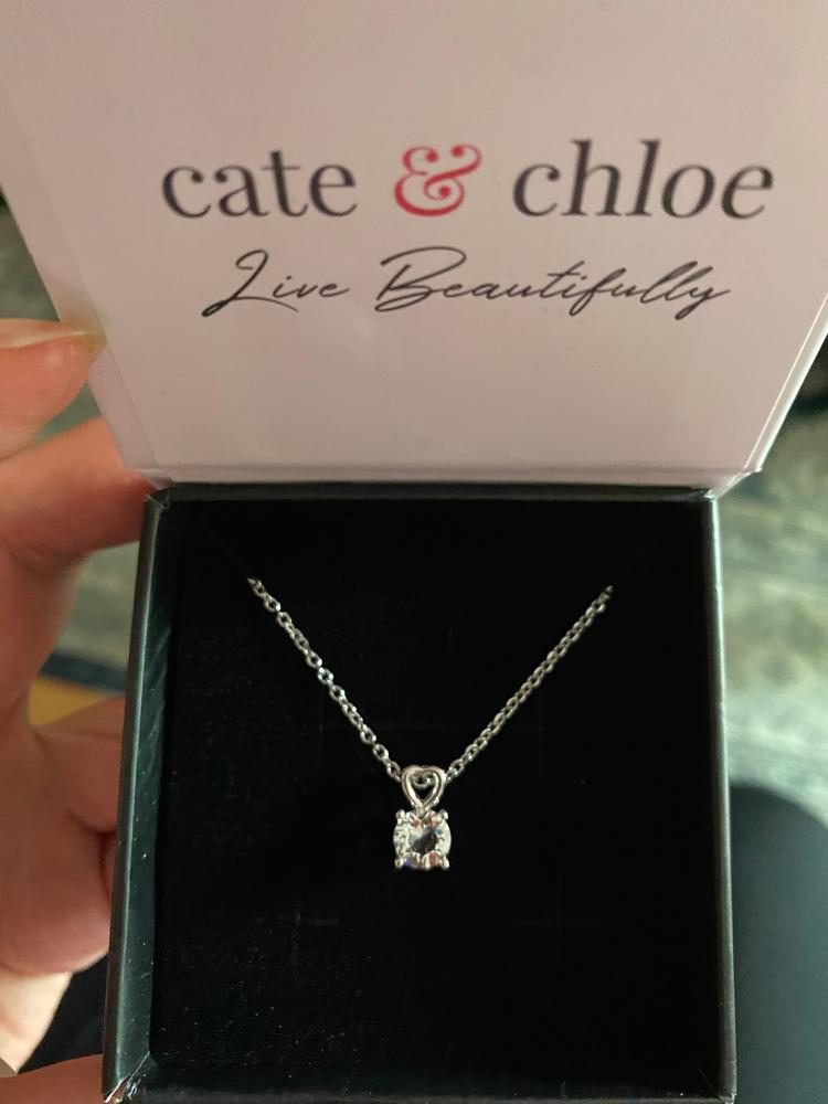 Marian "Passion" 18k White Gold Plated Swarovski Pendant Necklace - Customer Photo From Cindy N.