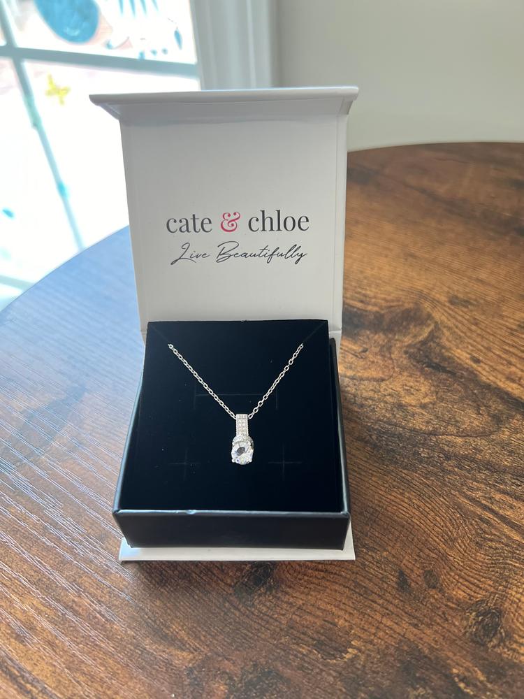 Laya 18k White Gold Plated Pendant Necklace with Crystals - Customer Photo From Kristine c.