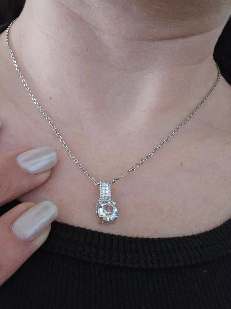 Laya 18k White Gold Plated Pendant Necklace with Crystals - Customer Photo From Casey