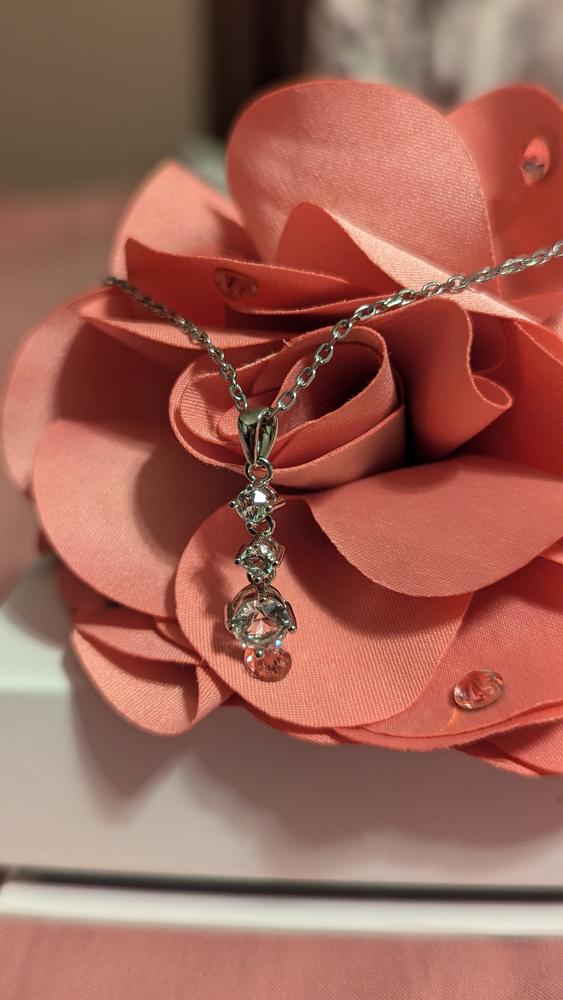 Delilah 18k White Gold Plated Drop Pendant Necklace with Crystals - Customer Photo From Nadya 