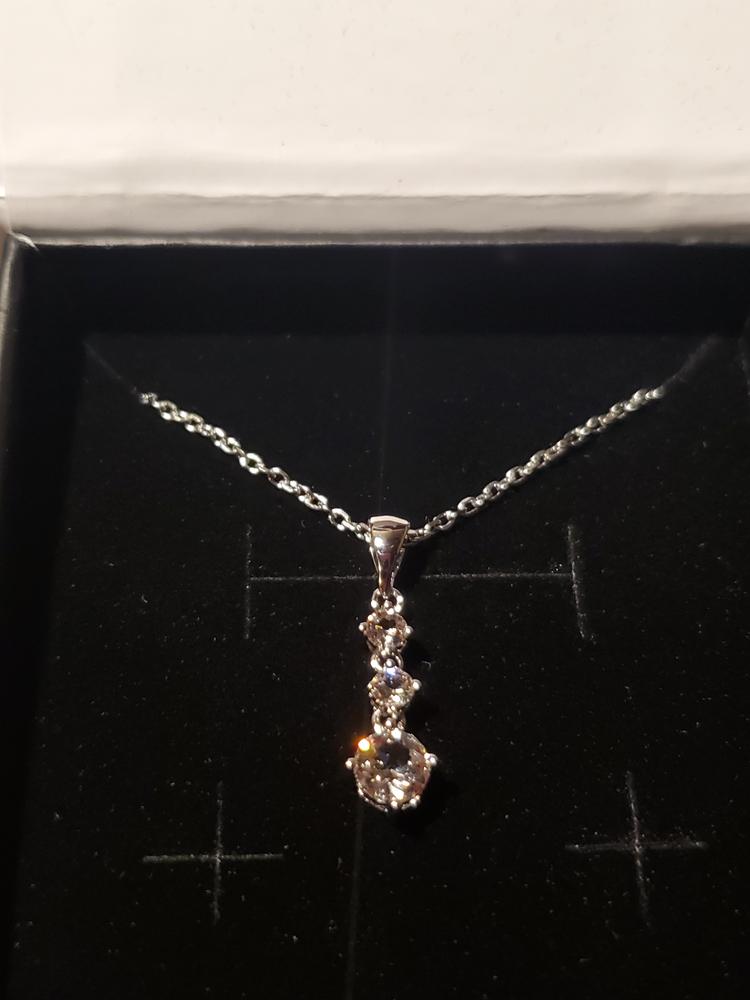 Delilah 18k White Gold Plated Drop Pendant Necklace with Crystals - Customer Photo From Chi M.