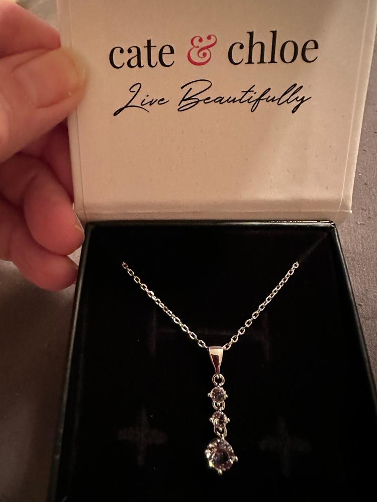 Delilah 18k White Gold Plated Drop Pendant Necklace with Crystals - Customer Photo From Leah