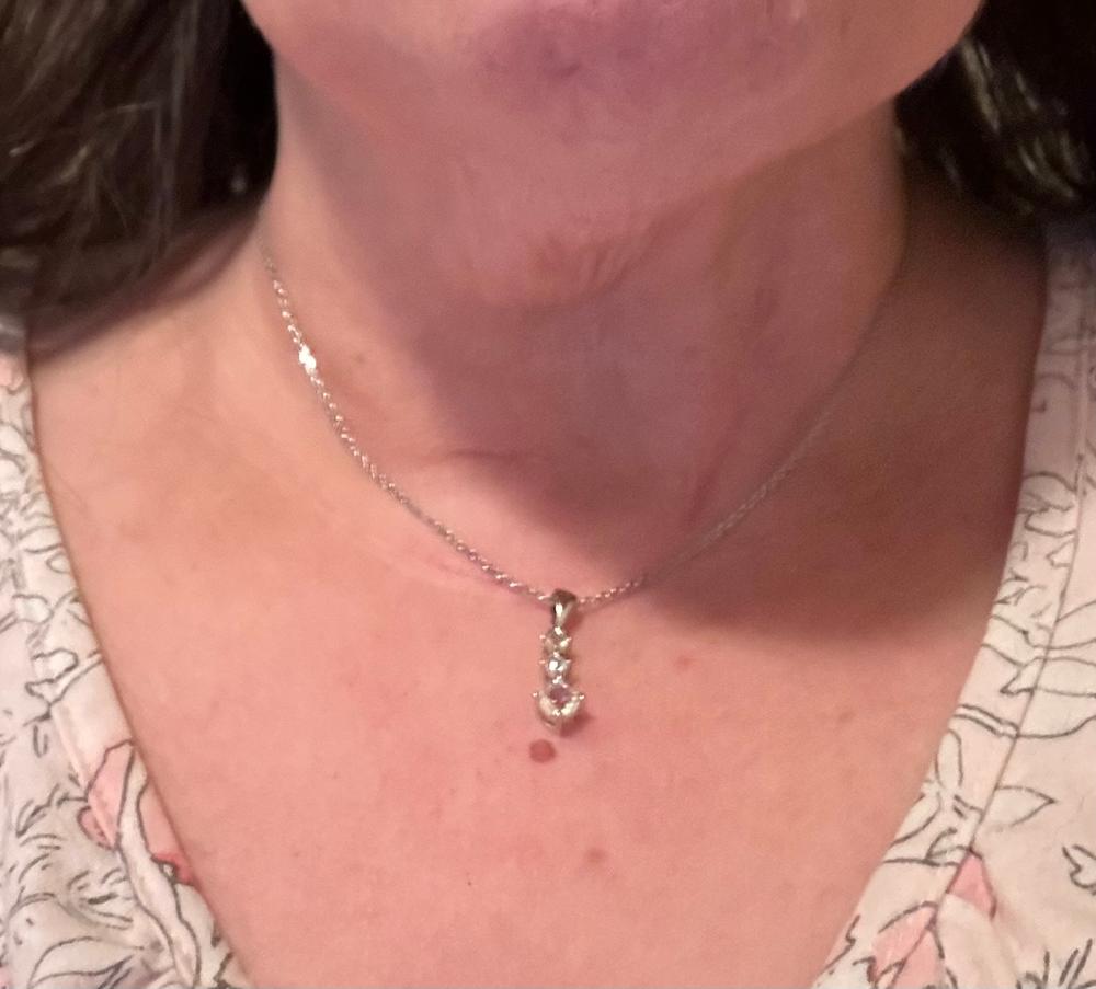 Delilah 18k White Gold Plated Drop Pendant Necklace with Crystals - Customer Photo From Leah