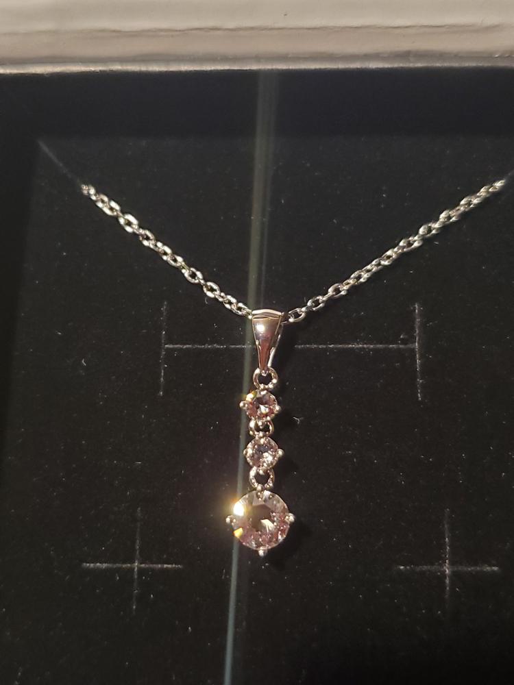 Delilah 18k White Gold Plated Drop Pendant Necklace with Crystals - Customer Photo From Chi M.