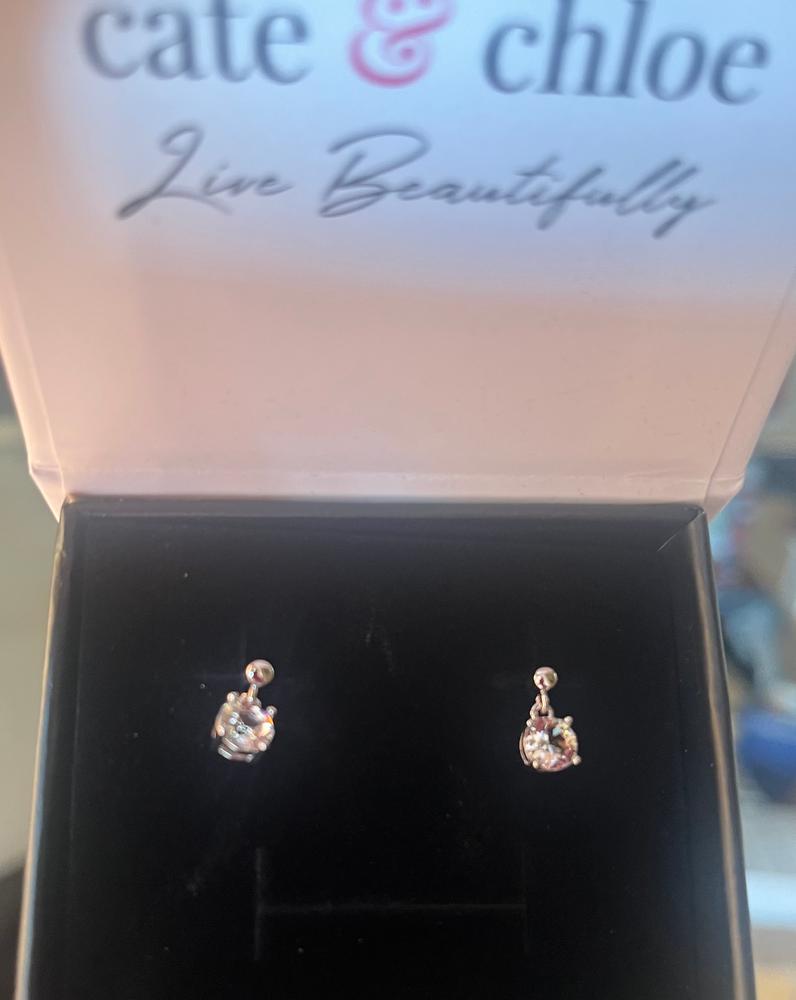 Jamie 18k White Gold Plated Drop Dangle Crystal Stud Earrings - Customer Photo From KayP