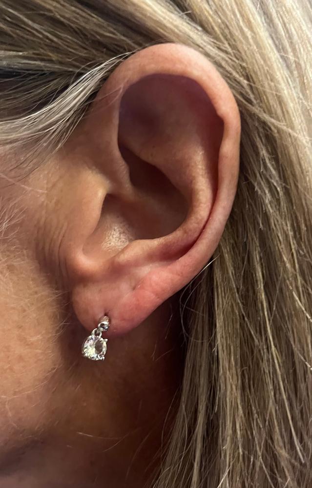 Jamie 18k White Gold Plated Drop Dangle Crystal Stud Earrings - Customer Photo From KayP