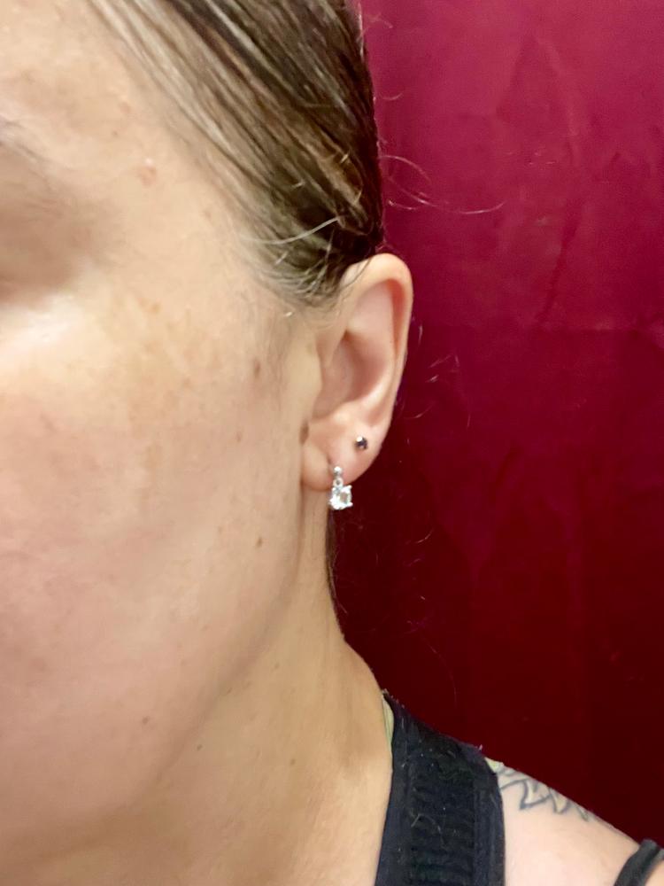 Jamie 18k White Gold Plated Drop Dangle Crystal Stud Earrings - Customer Photo From Jennifer C.