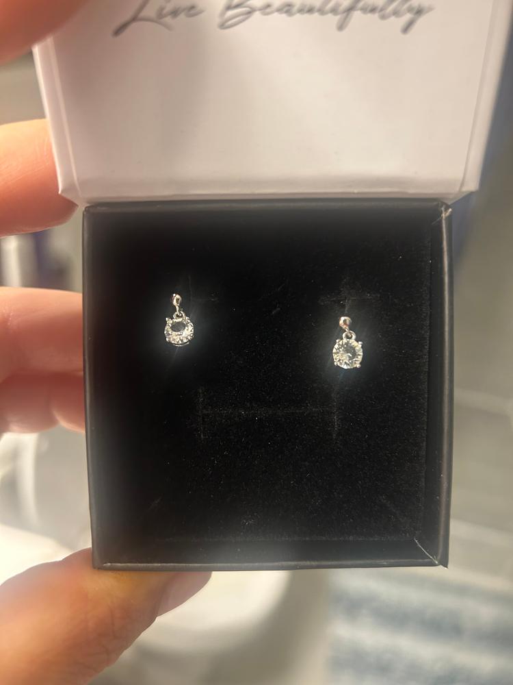 Jamie 18k White Gold Plated Drop Dangle Crystal Stud Earrings - Customer Photo From Melissa W.