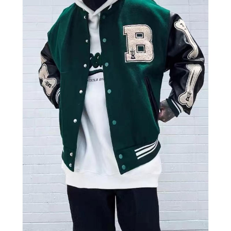 Letter Skeleton Embroidery Baseball Jacket - Customer Photo From Meo L.