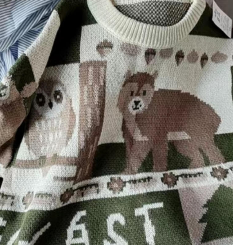 Vintage Bear Knitted Sweater - Customer Photo From summernight