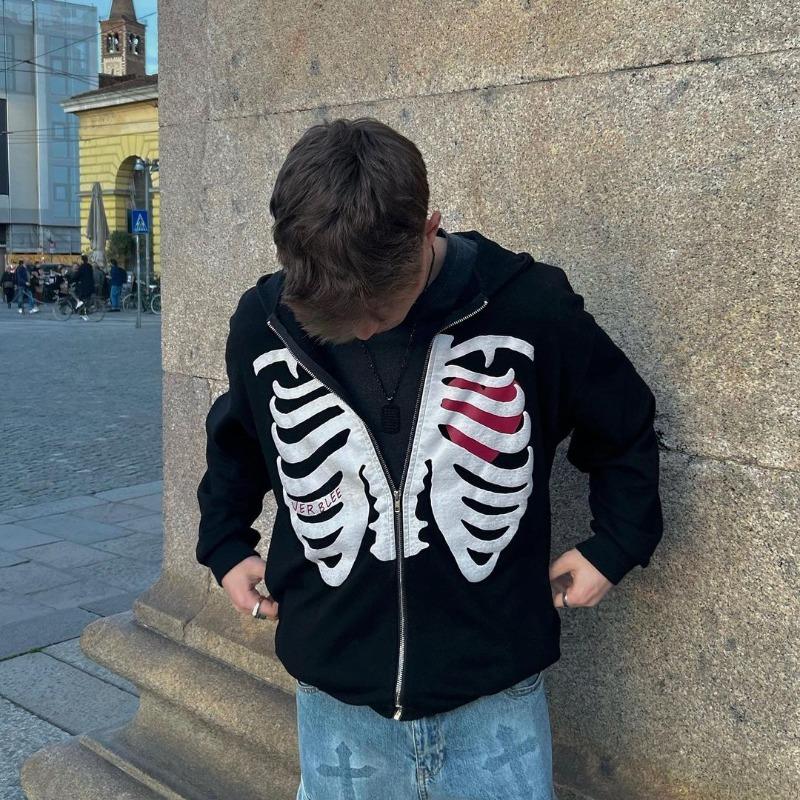 Urban Dark Skeleton Zipper Hoodie - Customer Photo From Timm Tille