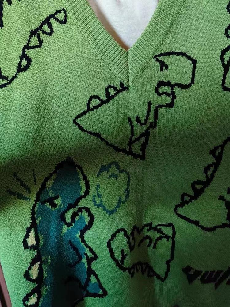 Dinosaur Sketch Pattern knit Vest - Customer Photo From Puru B.