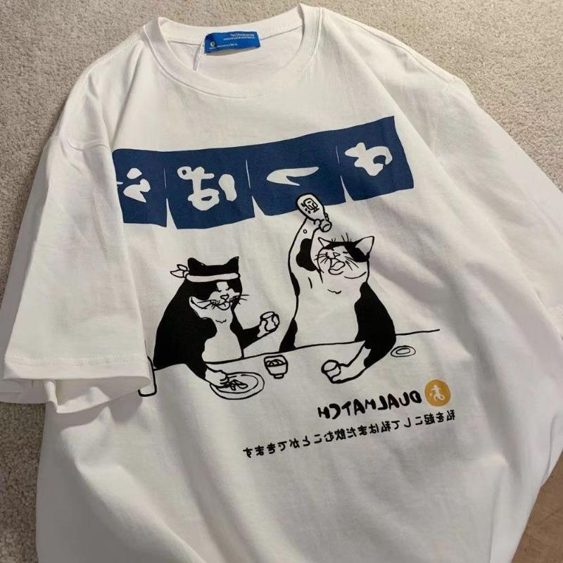 Urban Cartoon Cat Graphic T-Shirt - Customer Photo From George Sibert