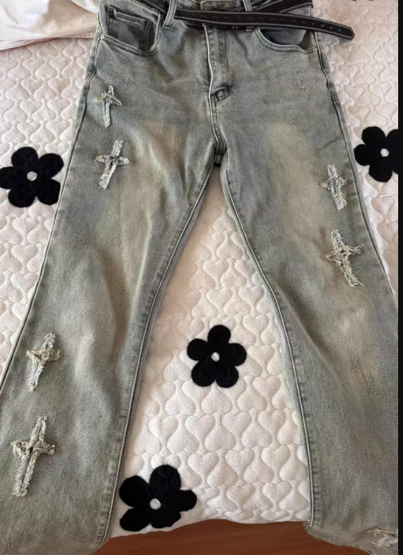 High Street Stars Embroidery Distressed Jeans - Customer Photo From alyssajackson28