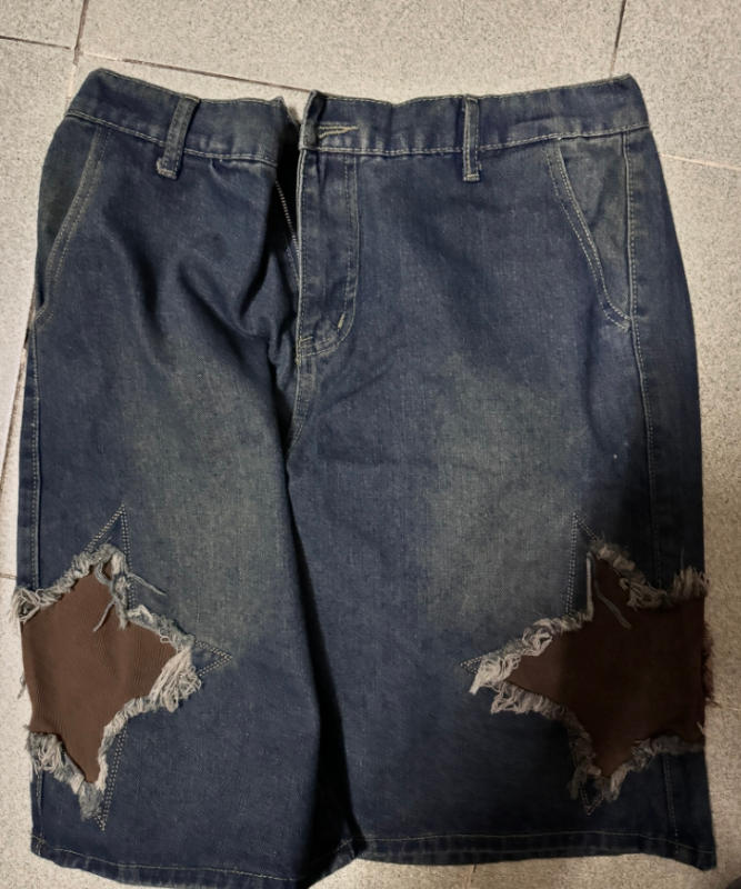 Street Trendy Star Patchwork Denim Shorts - Customer Photo From rick viscioni