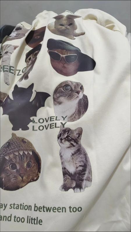 Cartoon Anime Cat Print T-shirt - Customer Photo From alexisreed