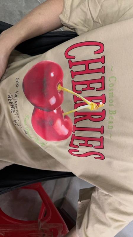 American Cherry Print Cotton T-Shirt - Customer Photo From Ian