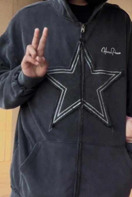 American Distressed Stars Solid Color Hoodie - Customer Photo From thomaswalker