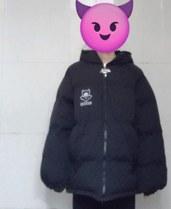 Cute Devil Embroidery Free Satchel Bag Puffer Coat - Customer Photo From Sicchio