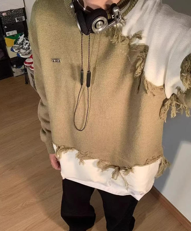 Irregular Tattered Tassels Sweater - Customer Photo From nicoleryan86