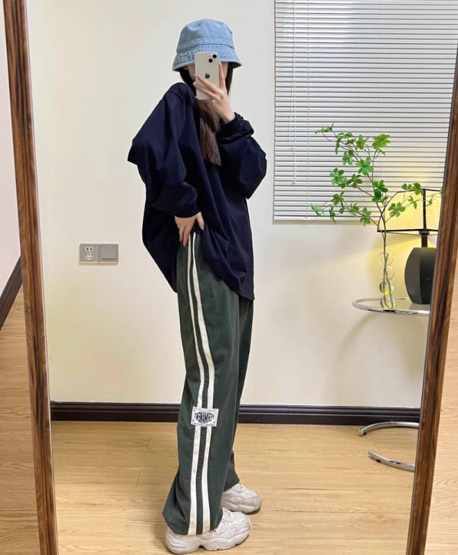 Japanese Corduroy Straight Sweatpants - Customer Photo From harperclark