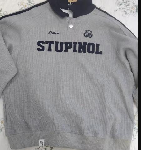 Retro Printed Polo Collar Sweatshirt - Customer Photo From aspenleaf