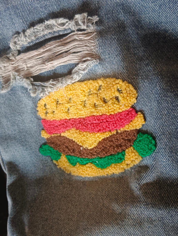 American Hamburger Fries Embroidered Jeans - Customer Photo From thunderstorm