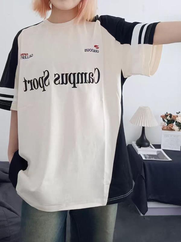 Sport Letter Embroidery T-shirt - Customer Photo From Keaton