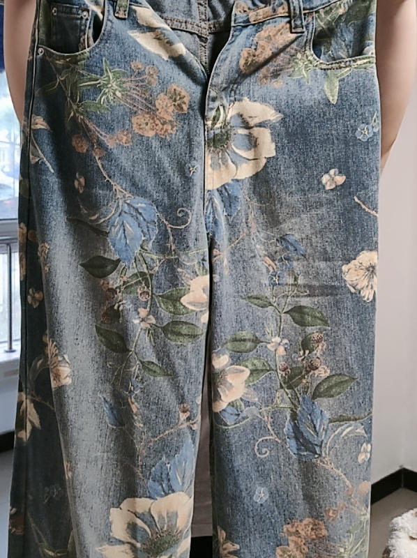 High Street Floral Print Wide Leg Jeans - Customer Photo From pinecone