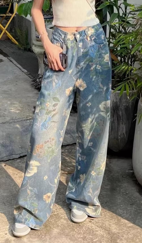 High Street Floral Print Wide Leg Jeans - Customer Photo From bayview