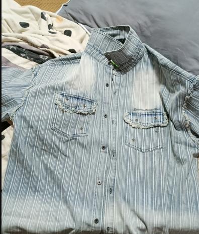 Japanese Denim Striped Shirt - Customer Photo From grace.adams