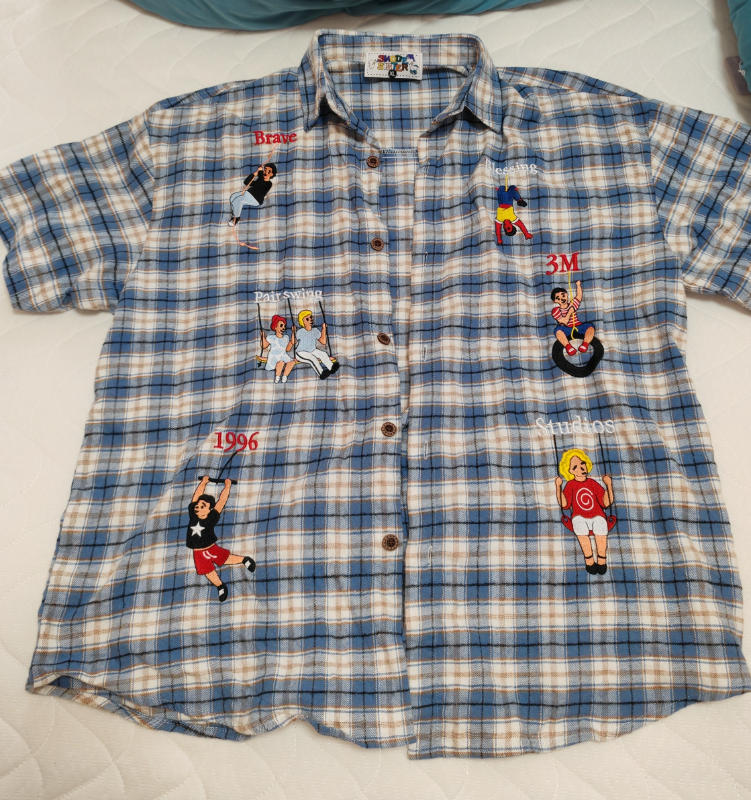 Cartoon Embroidered Plaid Shirt - Customer Photo From ethan.ward