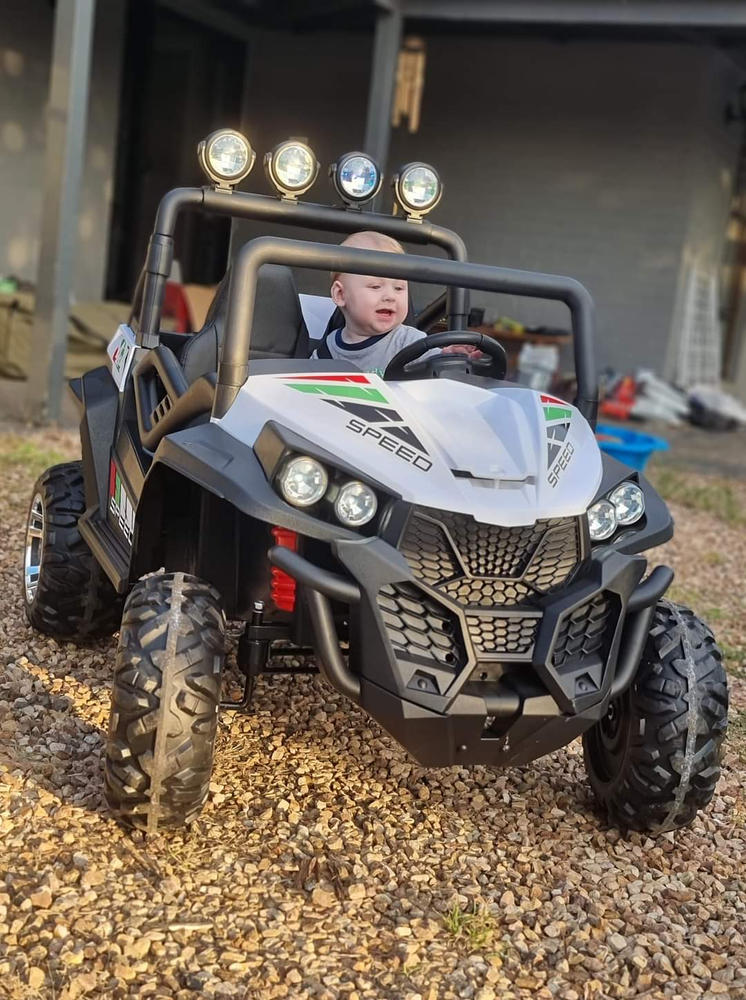 Big 2-Seat Trail-Cat 24v Kids Ride-On Buggy w/ Remote - White - Customer Photo From Anonymous