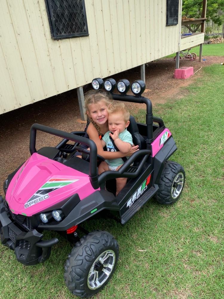 Big 2-Seat Trail-Cat 24v Kids Ride-On Buggy w/ Remote - Pink - Customer Photo From Therese Bolger