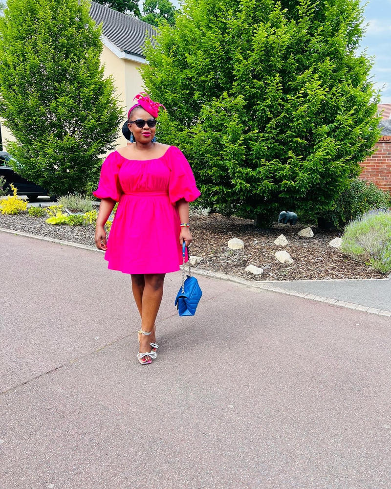 Pink Poplin Dress Puff-sleeved - Customer Photo From Caroline G.
