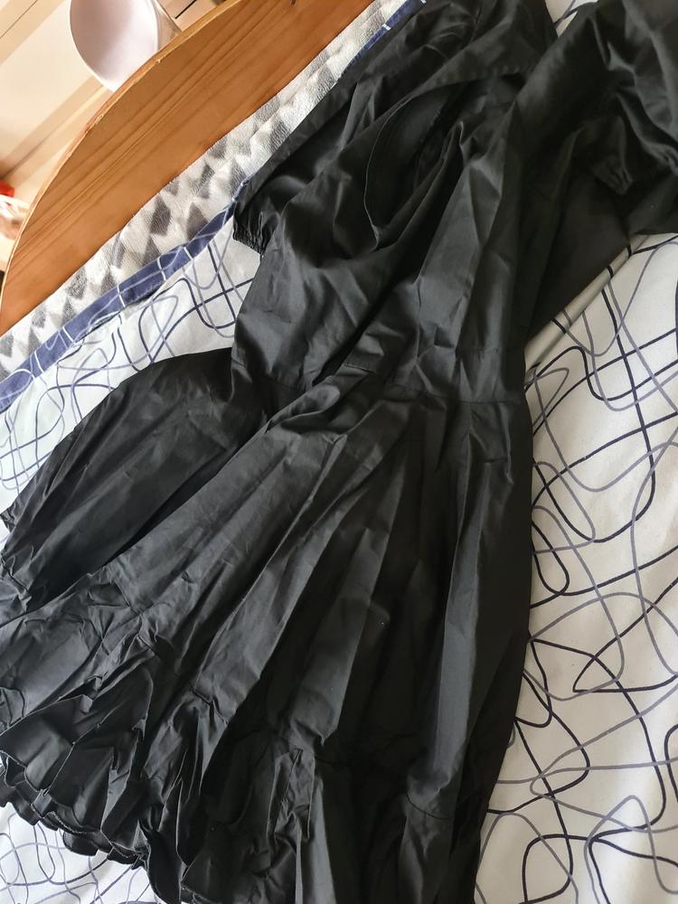 Black Poplin Dress Gathered Hem - Customer Photo From Christelle k.