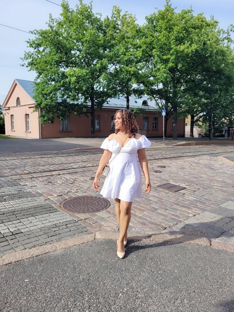 White Poplin Dress - Customer Photo From Theodora A.